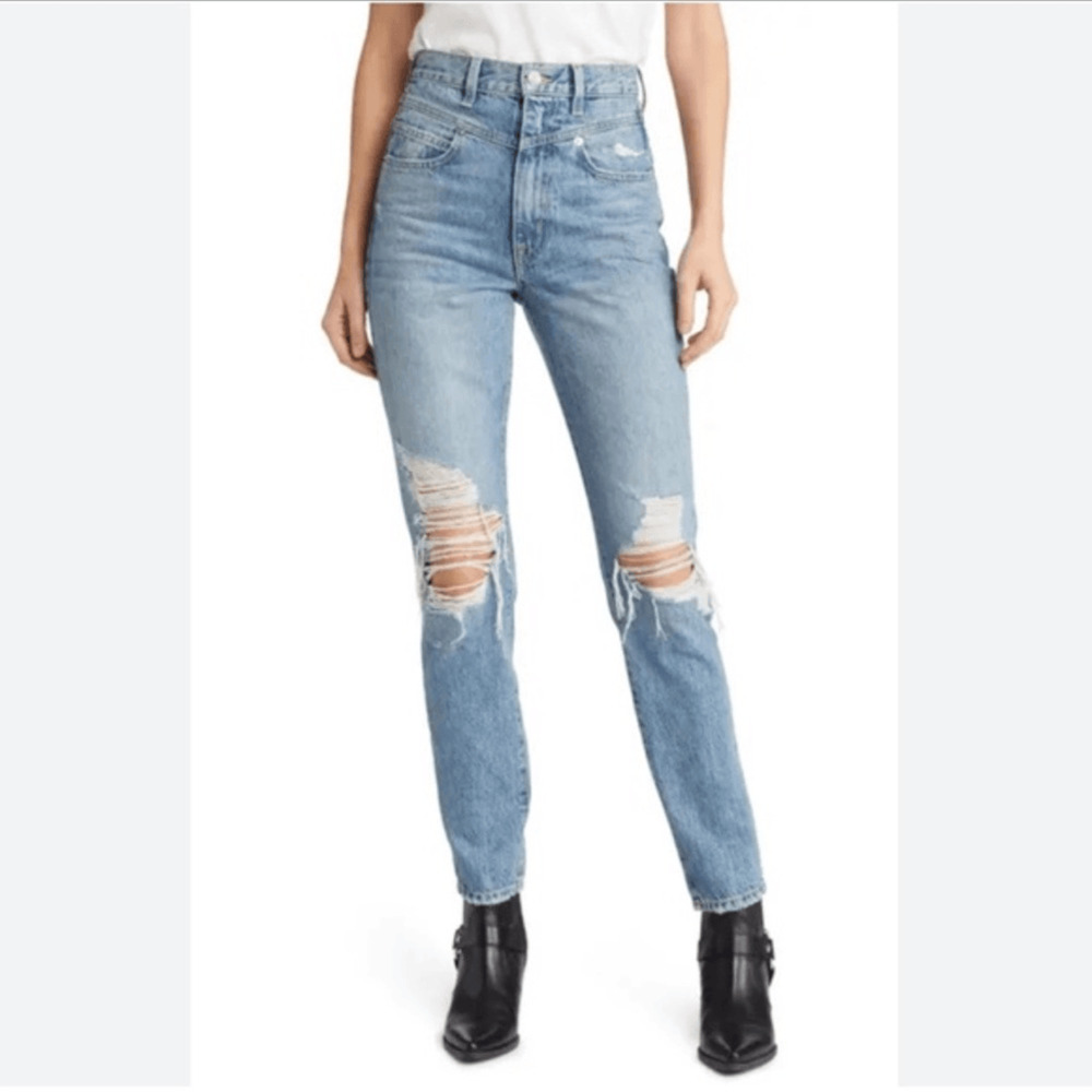 New SLVRLAKE Beatnik Straight Jeans Distressed Size 24